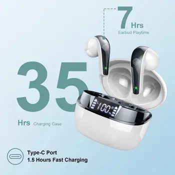 Wireless Earbuds, Bluetooth 5.3 Headphones In Ear with Dual Mic, 35H Wireless Earphones Sport with ENC Noise Canceling Mic. 1