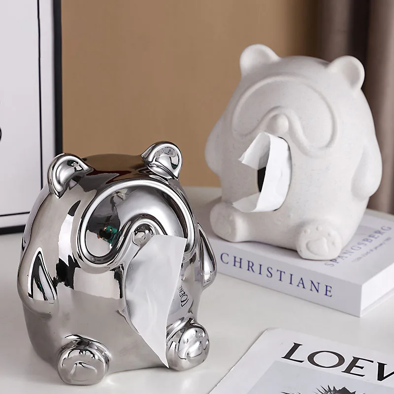 

Creative Light Luxury Space Rabbit Tissue Box Living Room Home Storage Decorations Dining Table Coffee Table Paper Box Ornaments