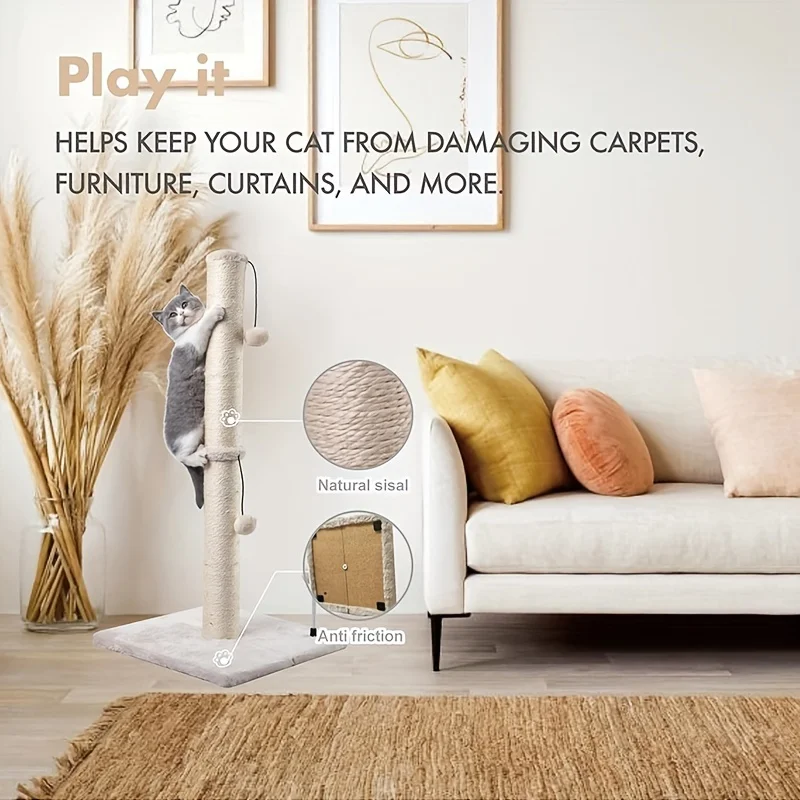 عمود خدش فاخر للقطط، عمود خدش داخلي أساسي من السيز...