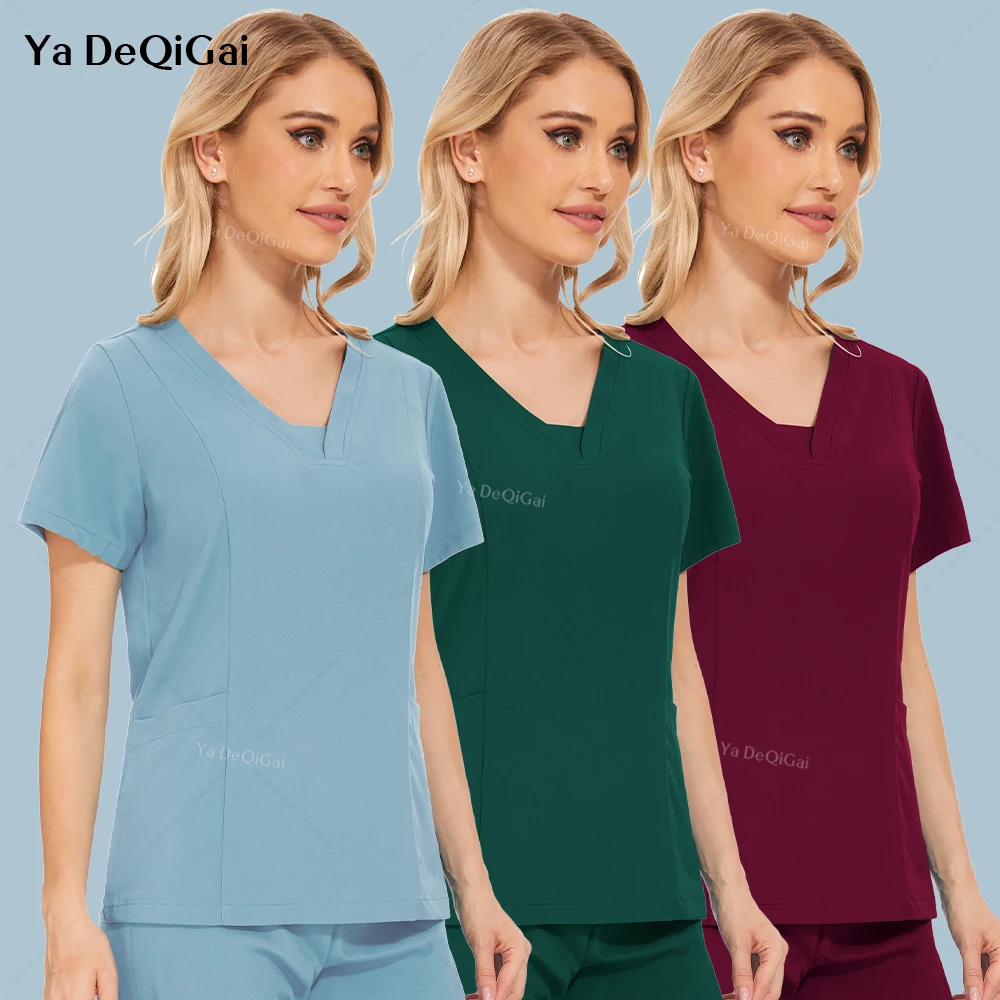 

Women Nurse Uniform Nursing Top Medical Scrubs Top Short Sleeve Workwear Clinical Blouse Doctor Dentist Overalls Top Accessories