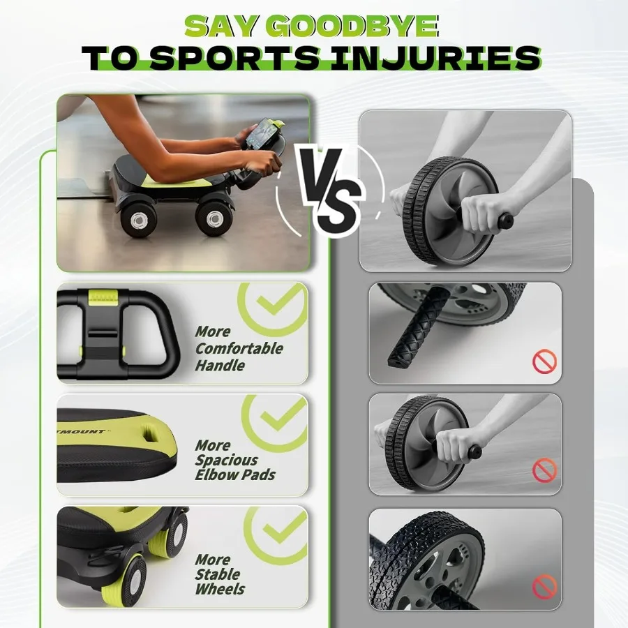 Ab Roller Wheel with Elbow Support for Core Workout at Home Gym Automatic Rebound Abdominal Wheel for Women and Men to Target B