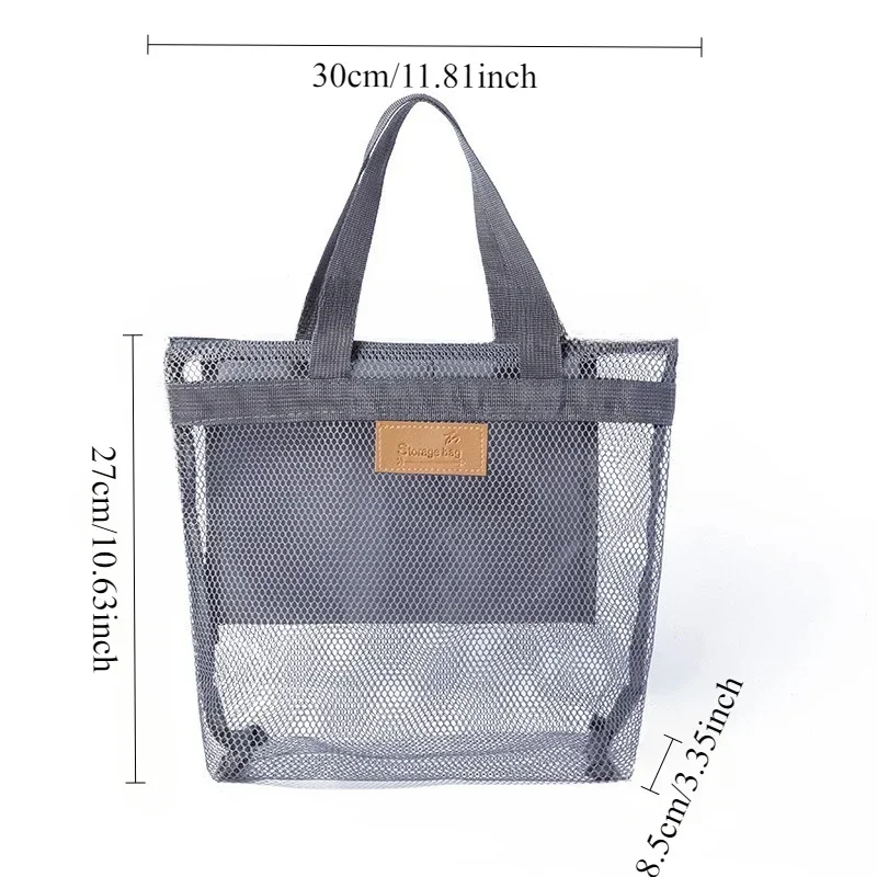 1 Pc Foldable Mesh Beach Bag – Spacious Multi-Pocket Design with Breathable Mesh & Water-Resistant Lining，Durable Nylon Bag 5