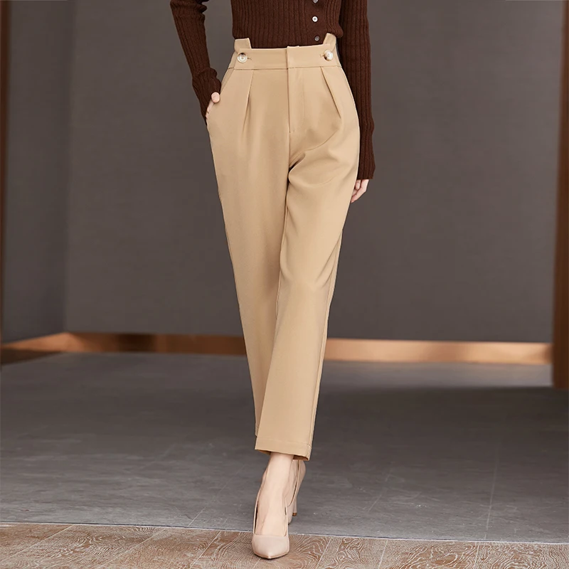 

Chic Korean Fashion Ladies Wear Fit Cropped Pants Women OL High Waist Zipper Fly Trousers Female Streetwear Clothes BPyB1655