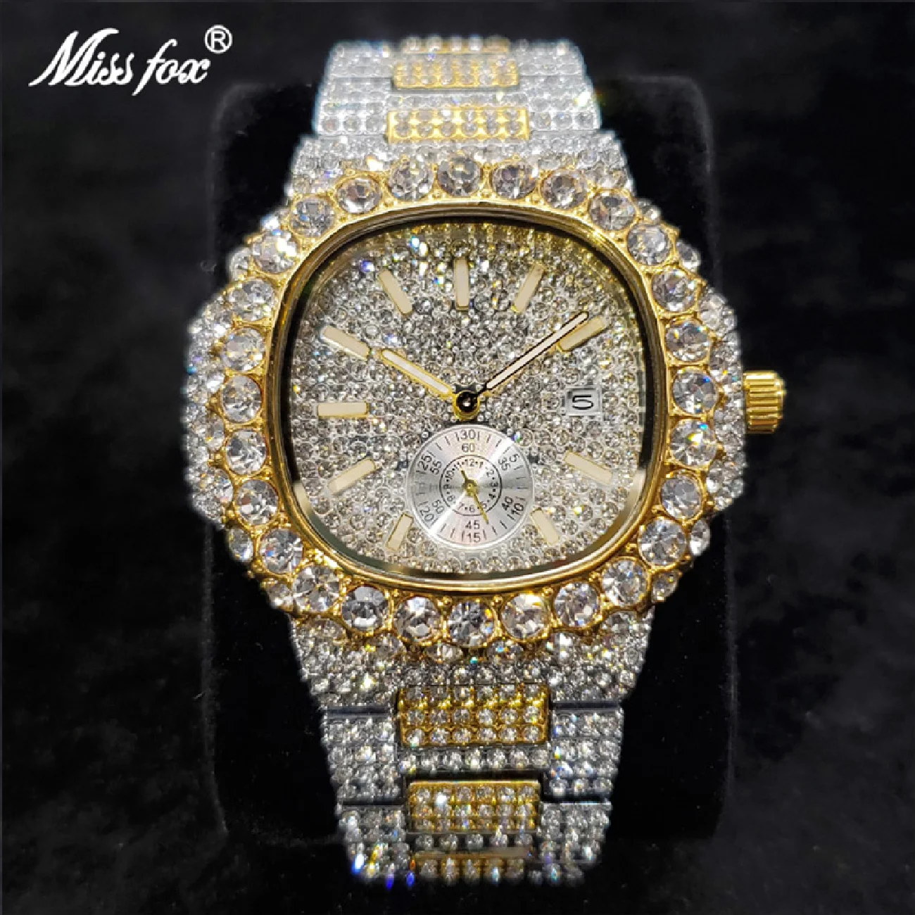 

MISSFOX New Ice Out Watch For Men Brand Style Exquisite Diamond Watches Hip Hop Bling Stainless Steel Waterproof Clock Dropship