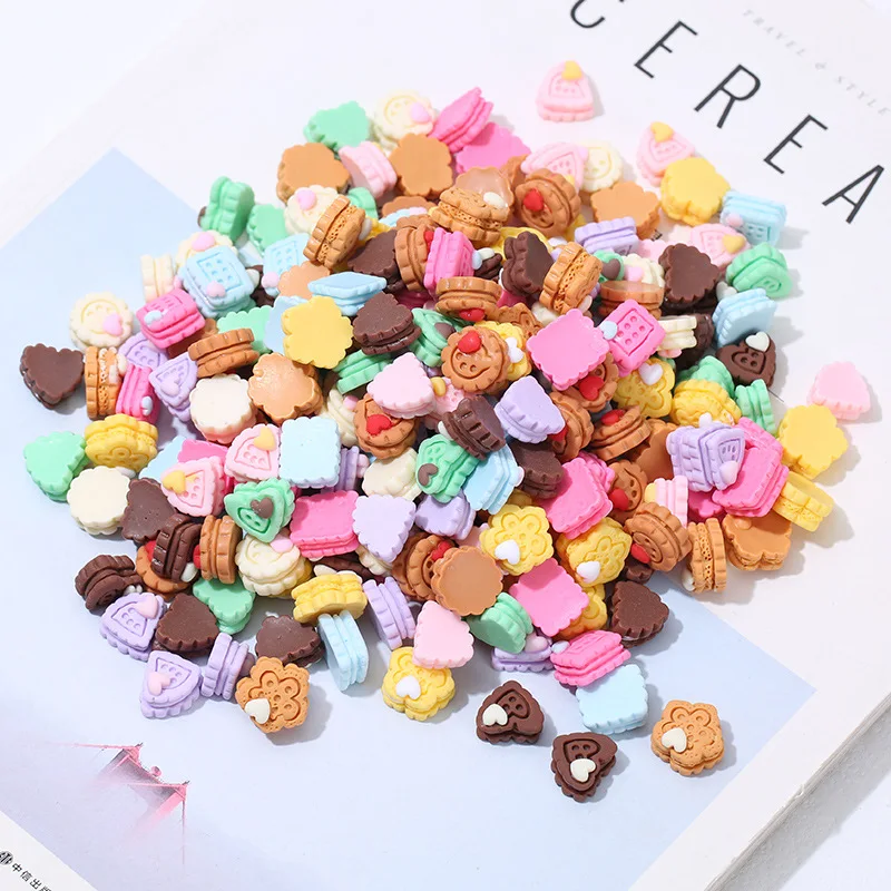 

30Pcs New Cute Mini Cookies Resin Flat Back Cabochon Scrapbooking Hair Bow Center Embellishments DIY Accessories Lovely Biscuits