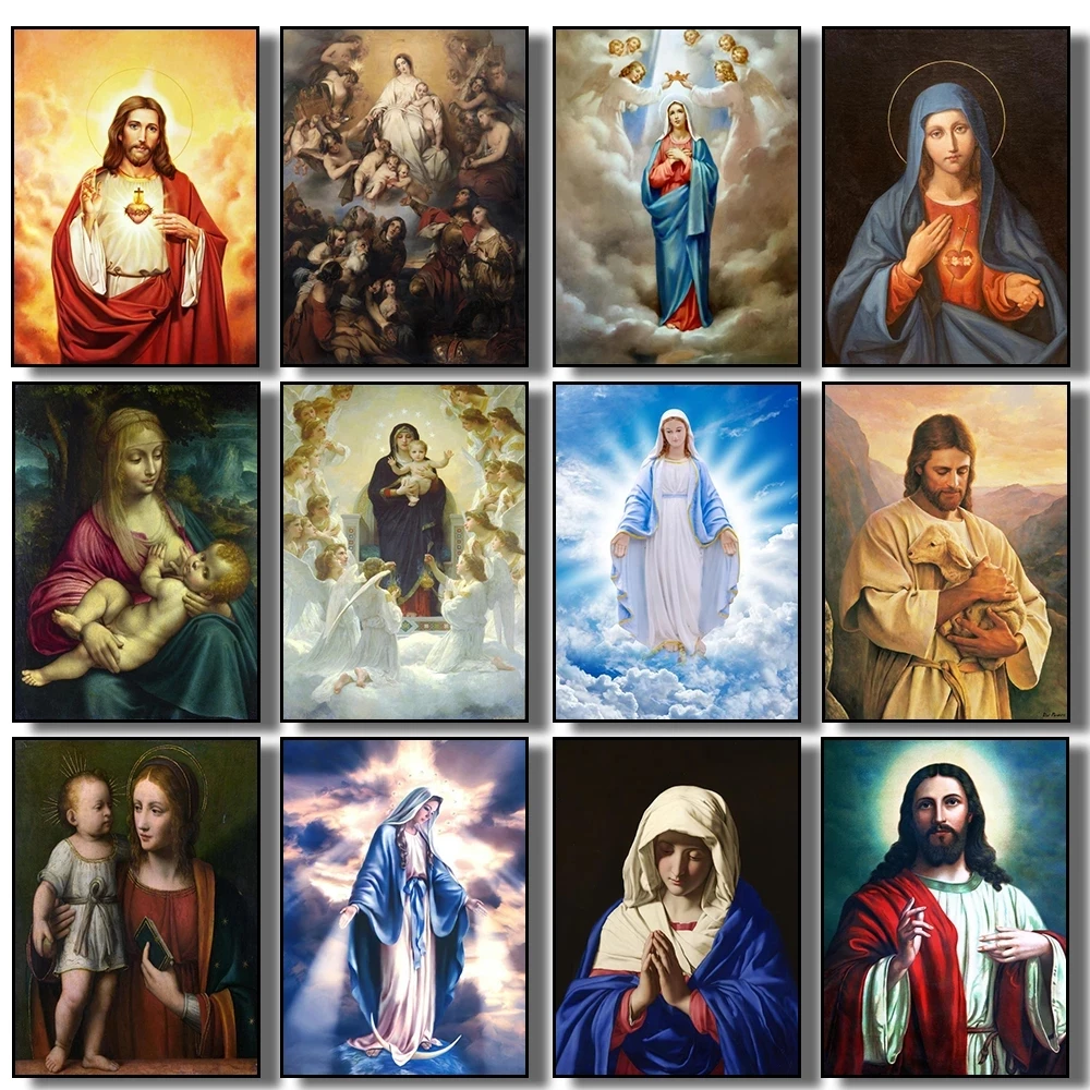 Mary Catholic Church Christian Virgin Canvas Painting Wall Art Posters