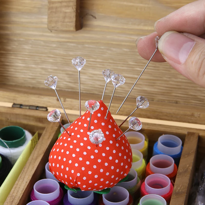 Sewing Pins Alloy Pins Transparent Diamond Pin DIY Wedding Bouquet Pins Stitching Needles Plastic Box Sewing Accessories 1/2Box 50/100Pcs