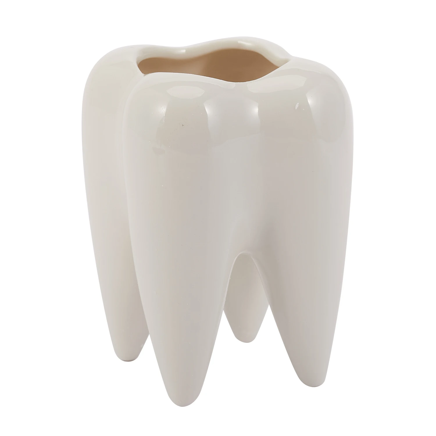 

Tooth Shape White Ceramic Flower Pot Modern Design Planter Teeth Model Mini Desktop Pot Gift(without plants)