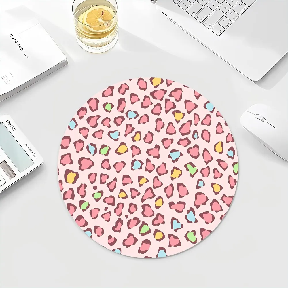 Leopard Print Panther22x22cm Round Kawaii Cartoon Anime Gaming Mouse Pad Keyboard Mouse Mats Deskpad Girls for PC Mouse Carpet 5