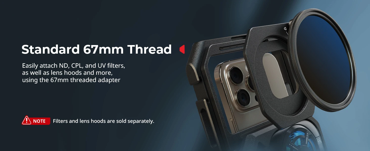 SmallRig 67 mm Gewindefilteradapter mit Kapuze für Universal-Videokäfig 4299B für iPhones für Samsung für Android-Smartphones 5277 – Detail 4