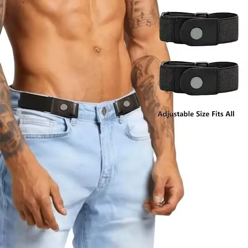 Simple Fashionable Women's No Buckle Stretch Elastic Waist Belt Men Woven Invisible Lazy Belt Length Adjustable，For Jeans、Dress