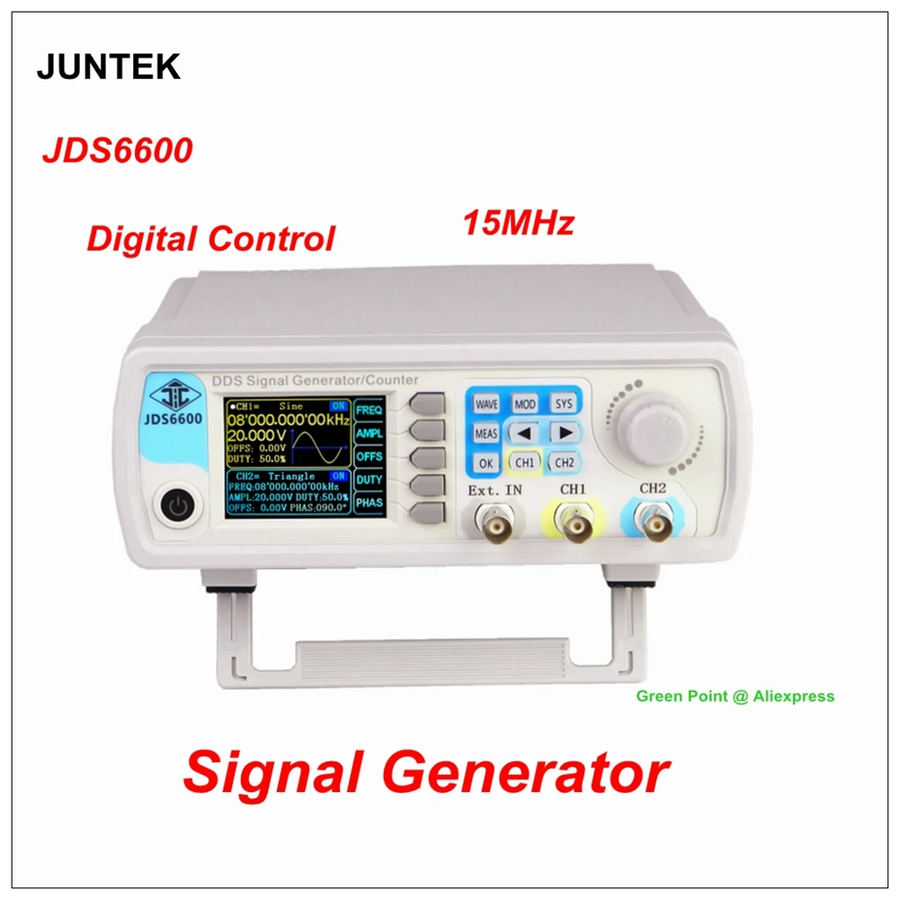 

Frequency Generator JDS6600 15MHz DDS Function Signal Generator Source Dual 2-CH Frequency Meter Arbitrary Waveform Pulse Genera