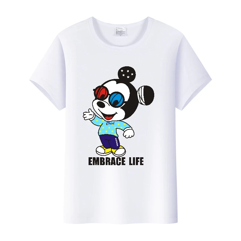 

Kawaii Disney Cartoon Women Tops Mickey Mouse Aesthetic Clothing Summer Tshirts White Plus Size Tees O-Neck Blouses Kids T-shirt