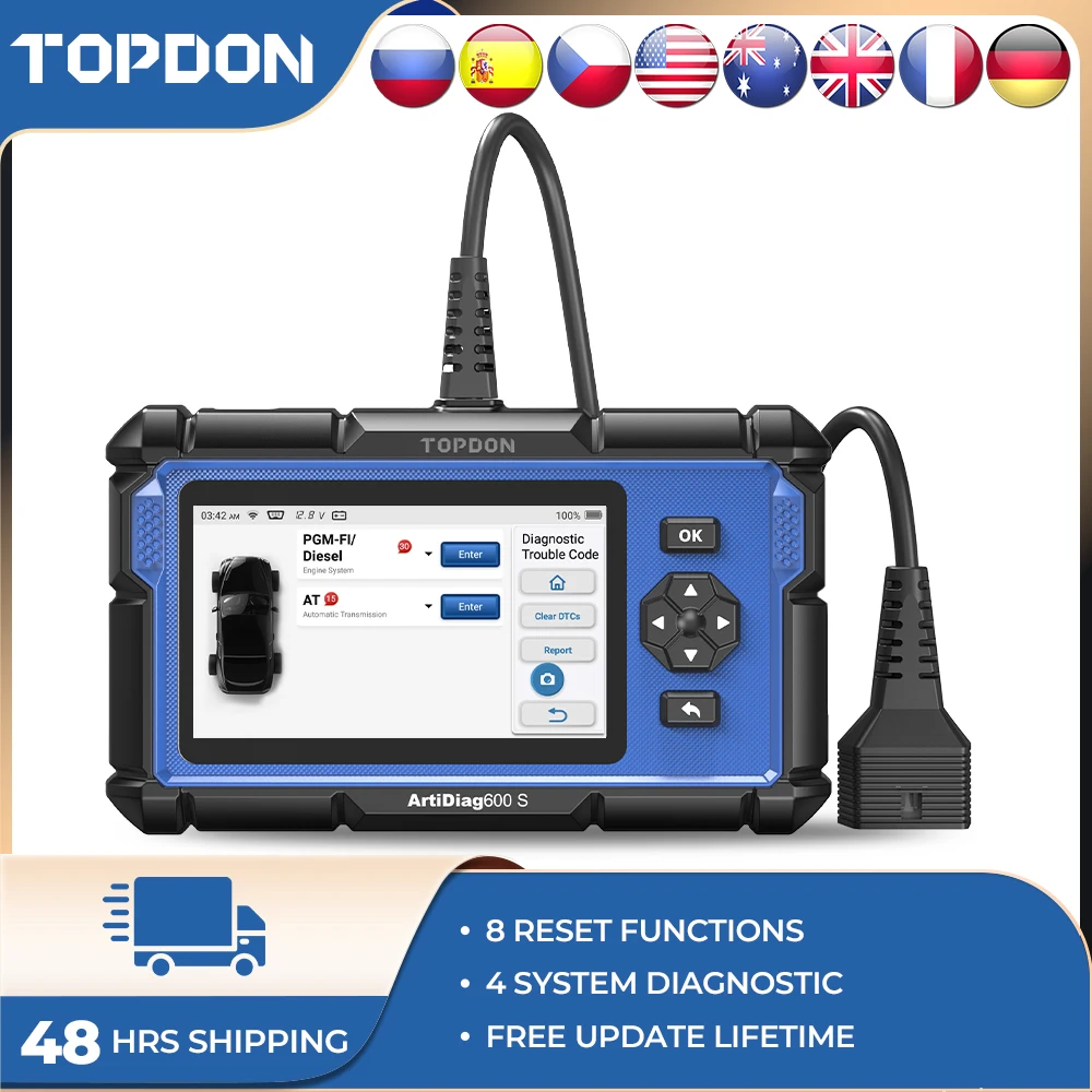 Topdon Obd2 Scanner Professional Car Diagnostic Tool Abs Airbag Oil Epb