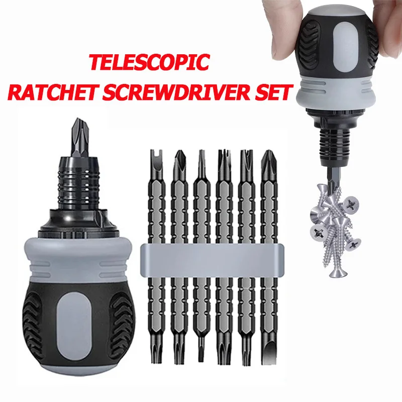 Ergonomic Telescopic Screwdriver Set with Magnetic Tip