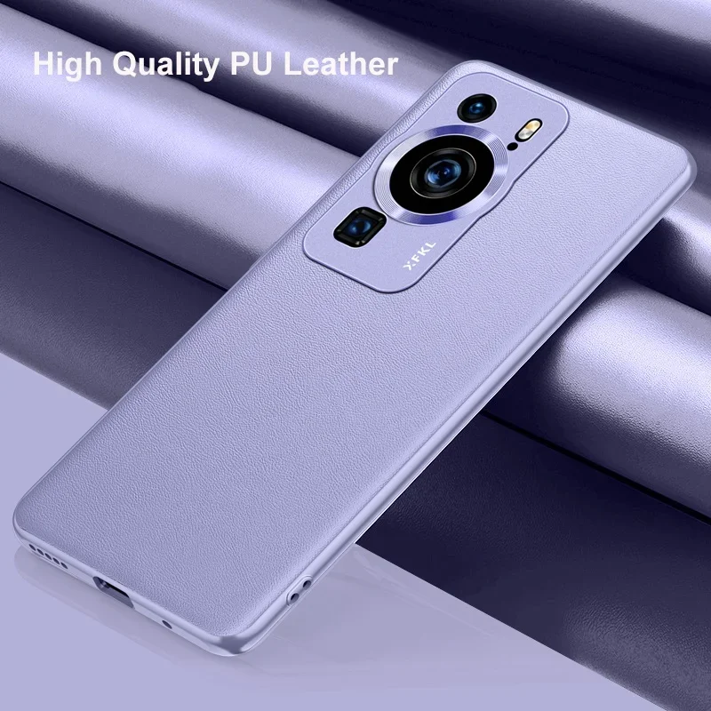 Luxury Leather and Silicone Protective Phone Case with Metal Lens Shield