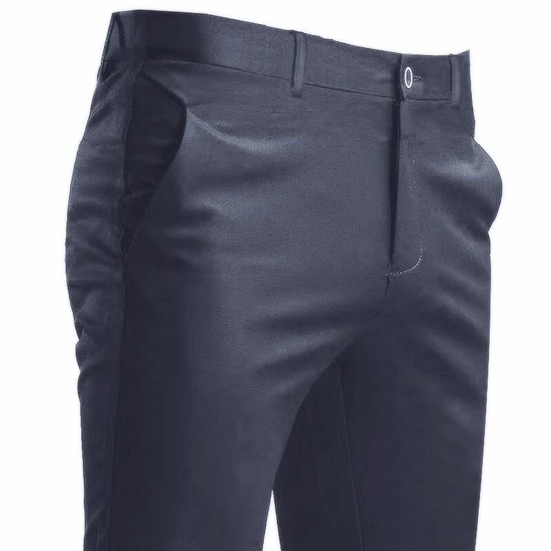 Men's Suit Pants Stretch Smart Casual Trousers Pocket Solid Color Straight Wearable Full Length Home Work Black Dress Pants 5