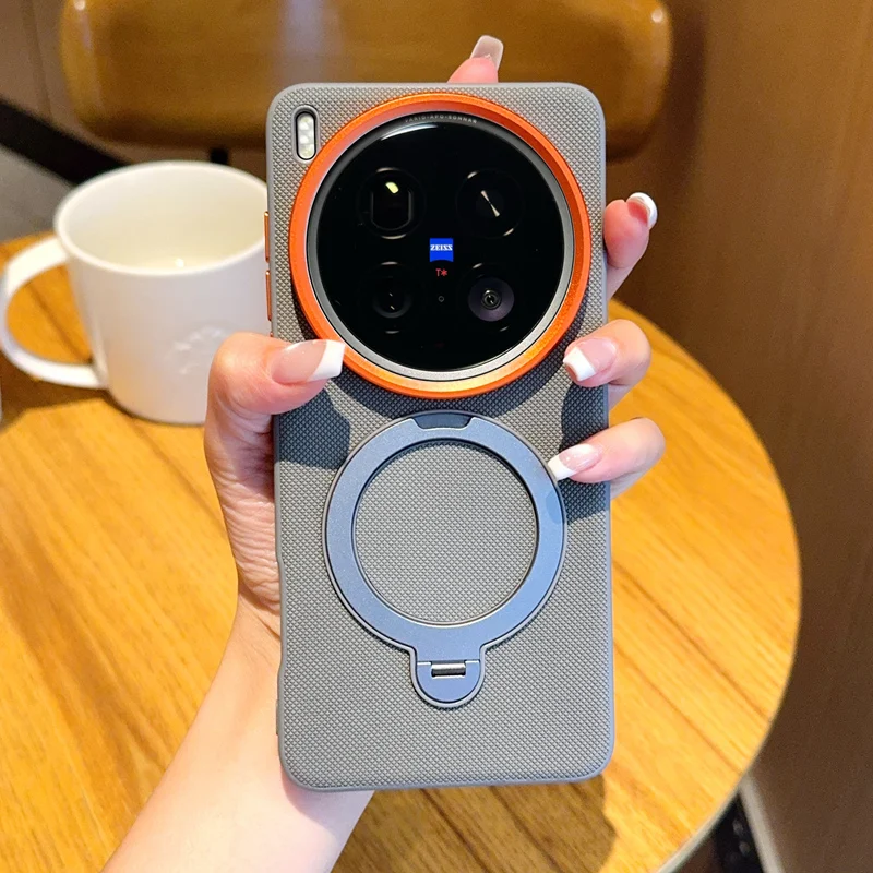Magnetic Rotating Stand Holder PU Leather Phone Case - Pure Color Design