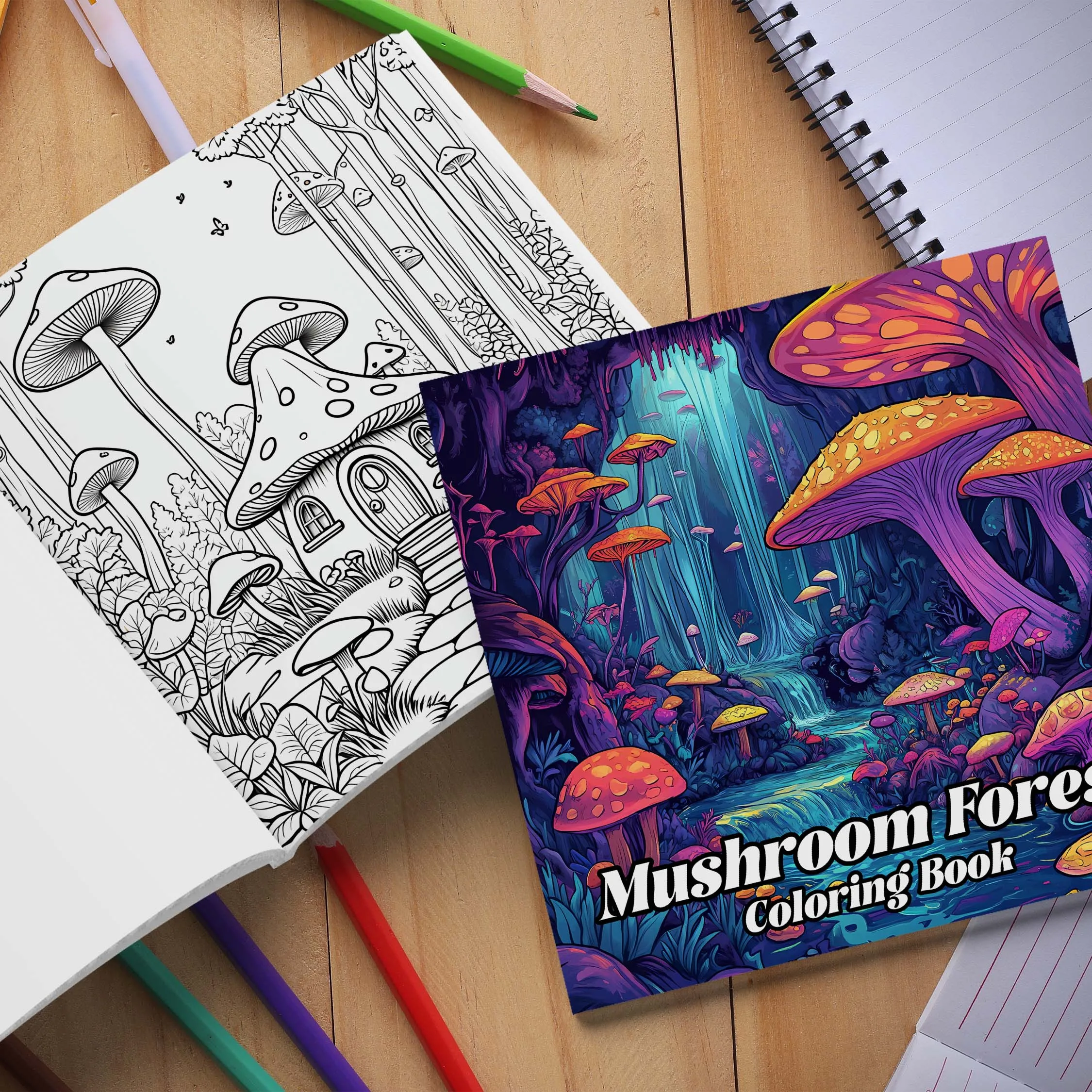 Mushroom Forest Coloring Book For Birthday Party Relieve Stress Kill Time Graffiti Painting Drawing Art Adult Picture Book 5