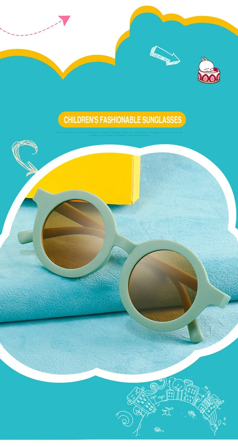 Ragazzo Ragazza Cute Baby Moda Bambini Occhiali da sole rotondi retrò Protezione UV Occhiali da sole classici per bambini_voghion.com
