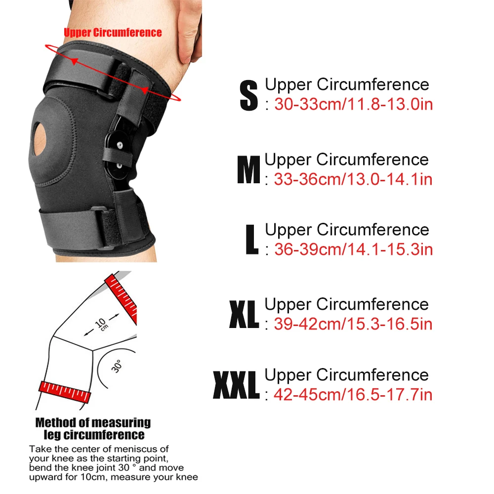 1Pcs Hinged Knee Brace Support Gel Patella Support with Removable Dual Side Stabilizers Relieves Arthritis Meniscus Tear ACL