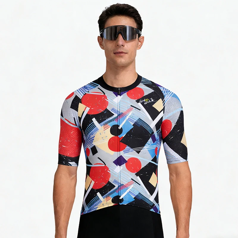 SANCUAX Men's Cycling Jersey, New Summer Lightweight Short Sleeve Aero Fit Quick Dry and Breathable Jersey Ciclismo