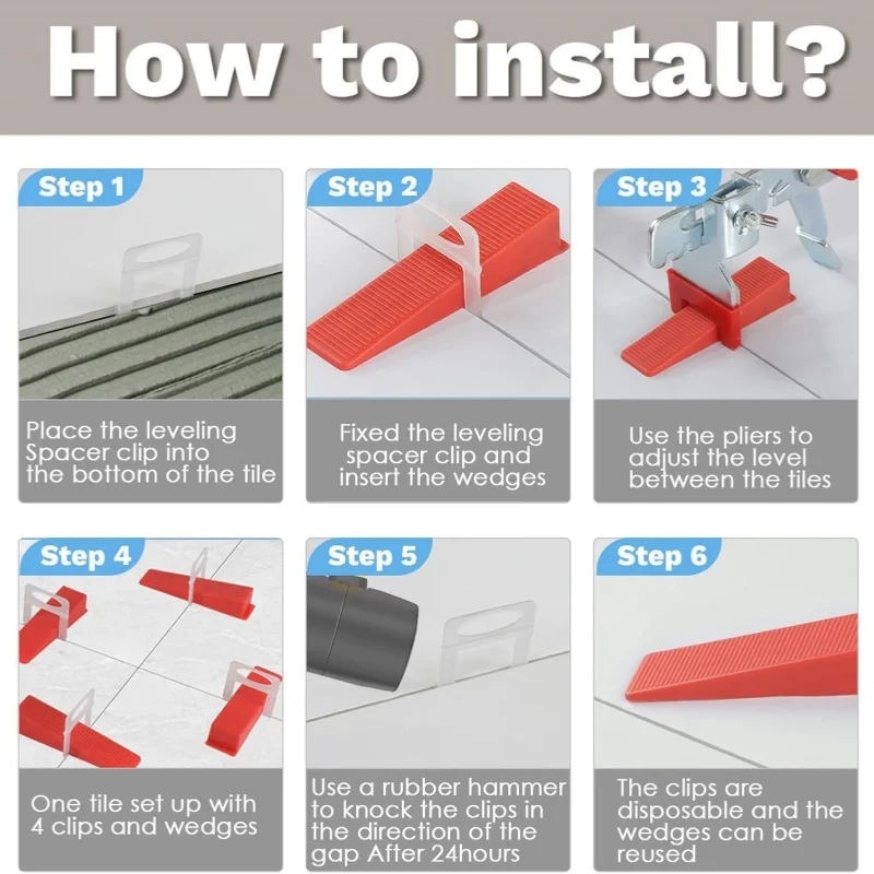 Tile Leveling System 0.35mm 0.5mm Leveler Base Tile Leveling Toolkit Shims Clamps Wedges 500PCS tile spacers tile leveling clips tile leveling tools