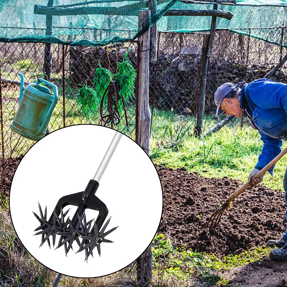 Rotary Cultivator Tool Garden Manual Soil Scarifier Lawn Turfing Tool Scarifier Garden Cultivator Ripper Artifact Tiller