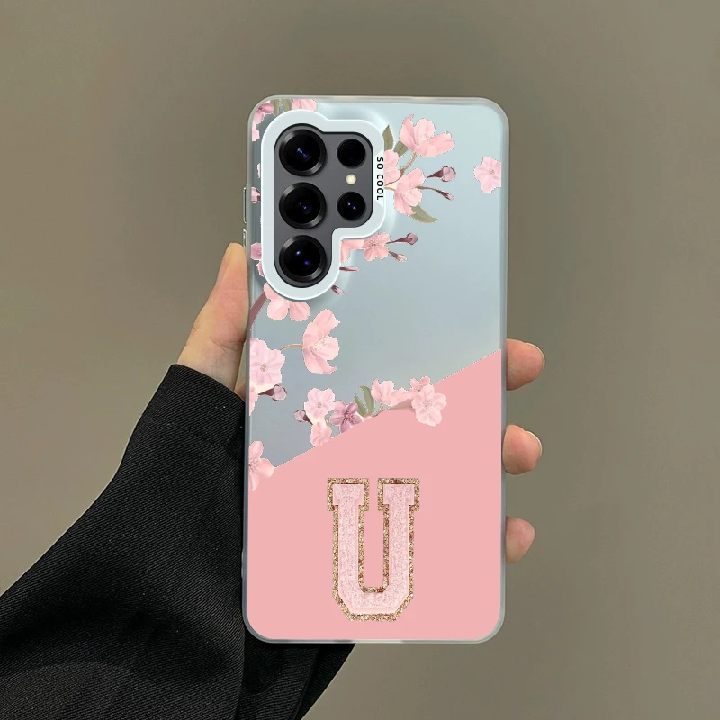 Elegant Silver Plated Floral Phone Case with Letter Design