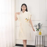 Hotel bathrobe longsleeved home pajamas soft velvet thickened coral super absorbent bathrobe 5