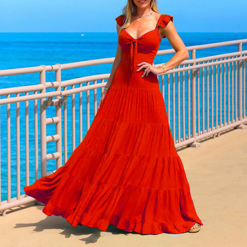 

Dresses For Women 2023 Fashion Elegant Beach Maxi Robes Solid Sexy Backless Sleeveless Partywear Evening Attire Vestidos Female