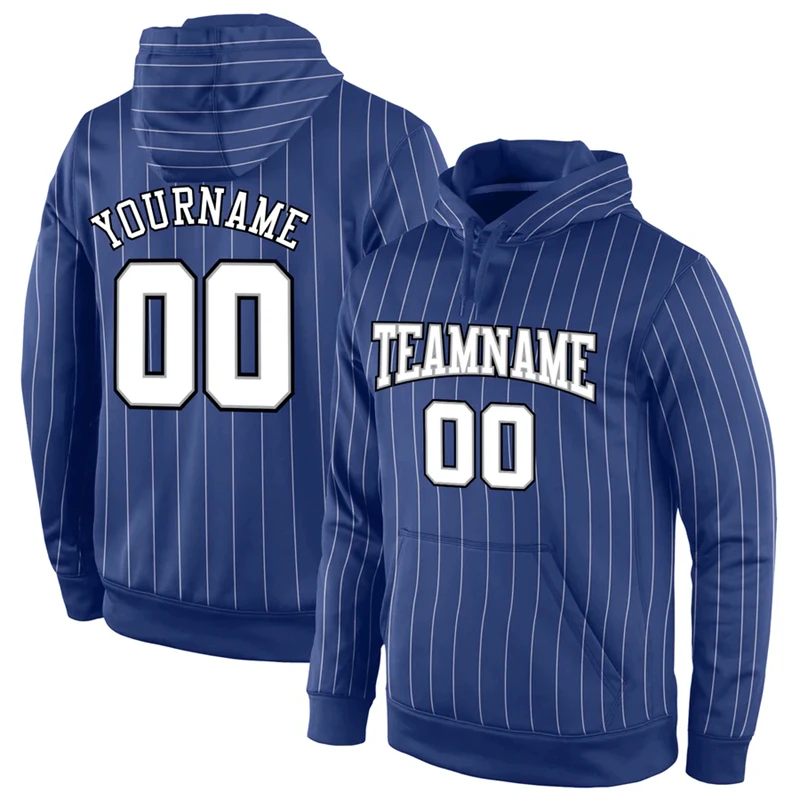 Custom Name Number Pinstripe Hoodies Fashion Simple Mens 3D Printed Hooded Sweatshirt Loose Team Uniforms Tracksuit DIY Pullover 3