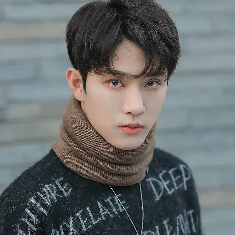 Solid Plush Warm Winter Ring Scarf Women Men Knitted Full Face Mask Snood Neck Scarves Thicken Cashmere Scarfs Allmatch Muffler 5