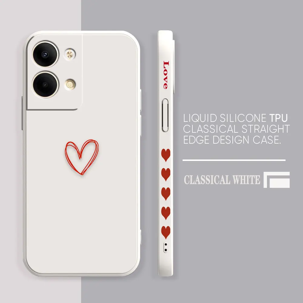 Case For OPPO RENO 8 7 9 6 7SE 5 4 4SE 4 3 4G 5G PRO PLUS Colour Simple Liquid Silicone Case Simple Lover Line Art