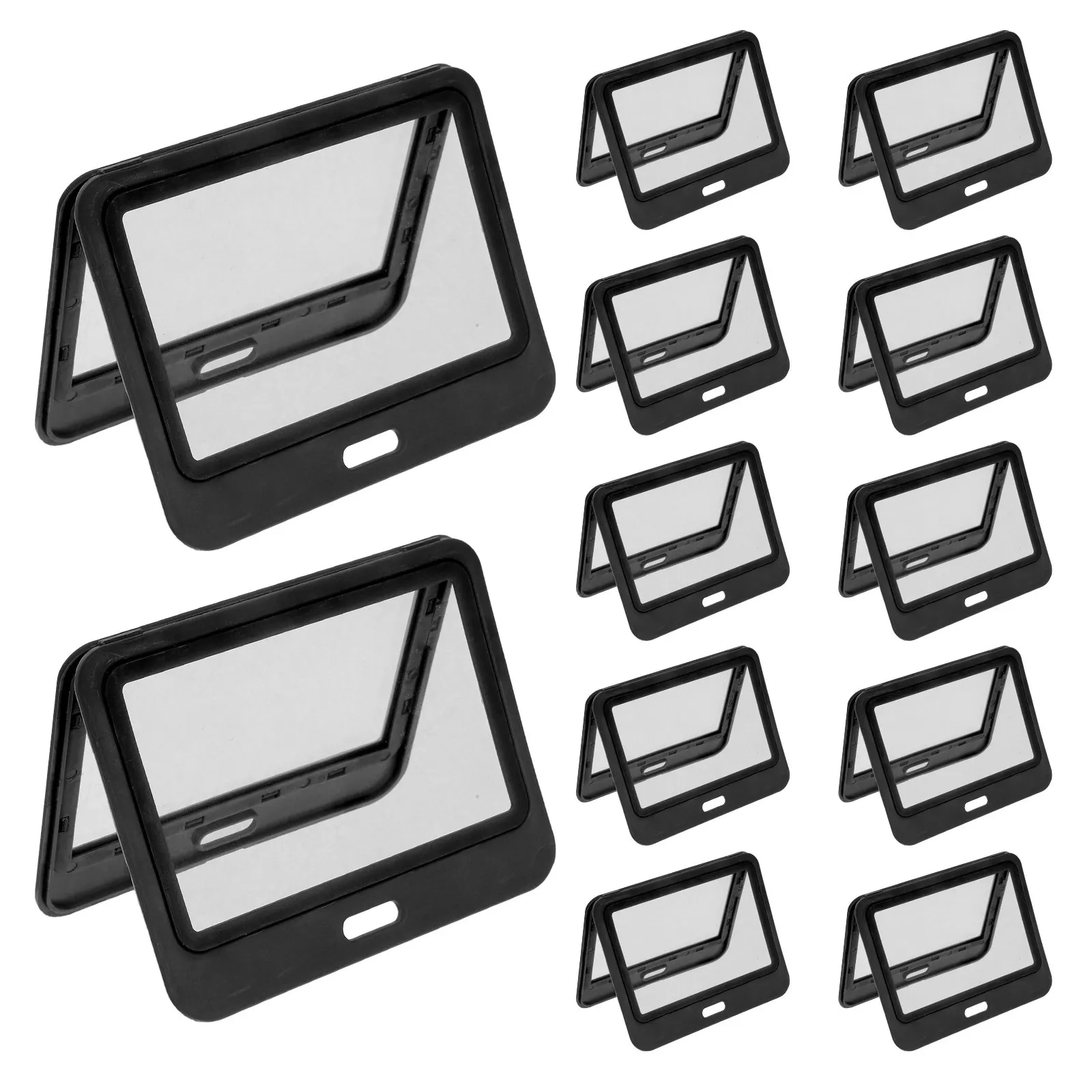 15PCS 가로형 ID 배지 홀더 4x3인치 하드 플라스틱 신용 카드 커버(투명 창 포함) 사무실용 양면 카드 보호대