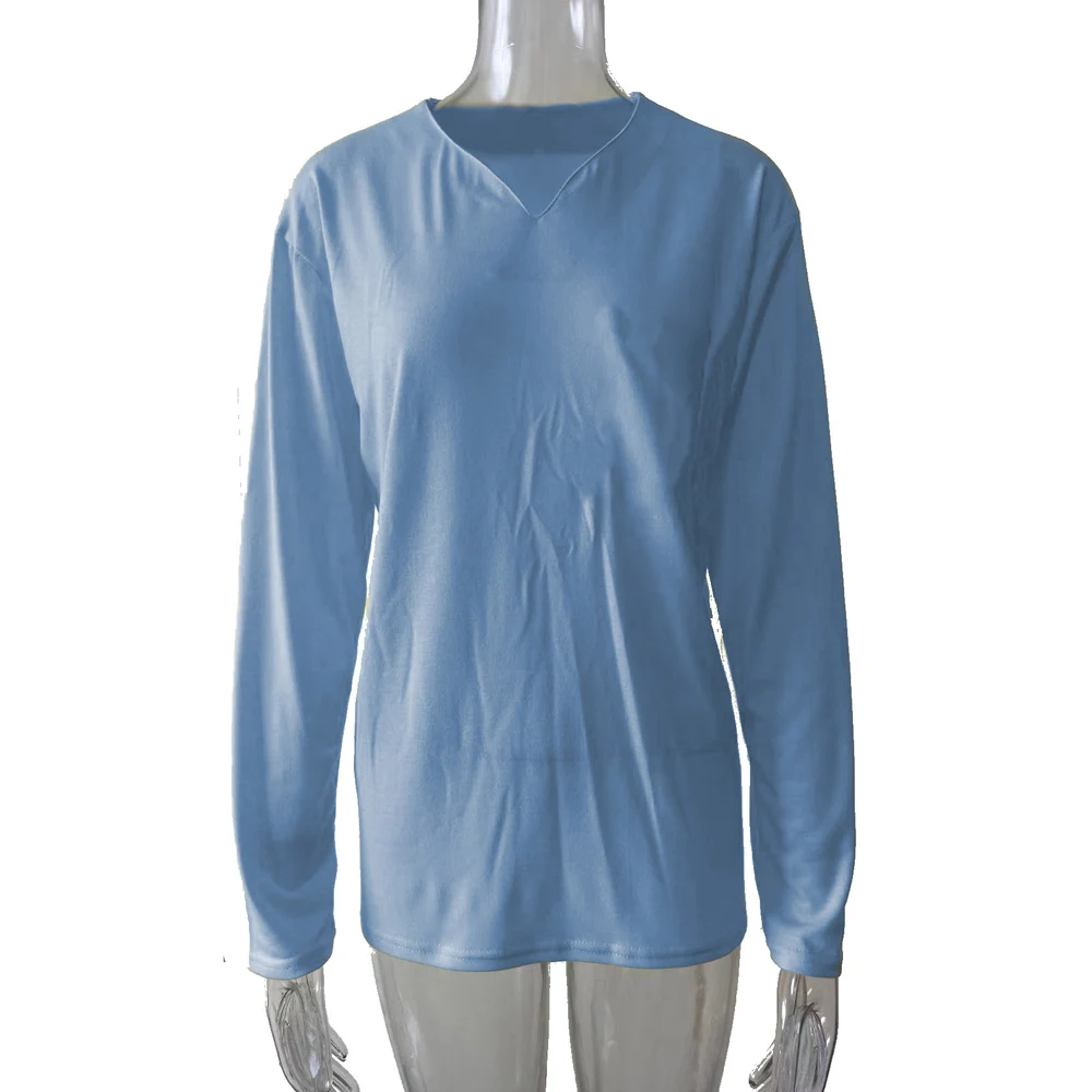 Mens Casual V Neck Long Sleeve Solid Tshirts