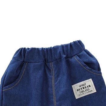 2Pcs Children Clothing for Boy 1-4Y Crown Print Shirt+Jeans Short Summer Cotton Soft Kids Set Toddler Casual Outing Fashion Suit 6