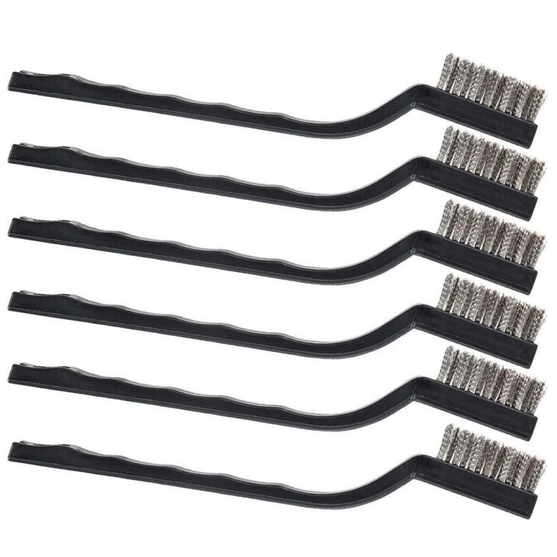6pc set Small Wire Brushes Cleaning Brushes For Mechanical Part Derusting Remove Paint Accessories 17cmx1cm Stainless Steel Wire 3