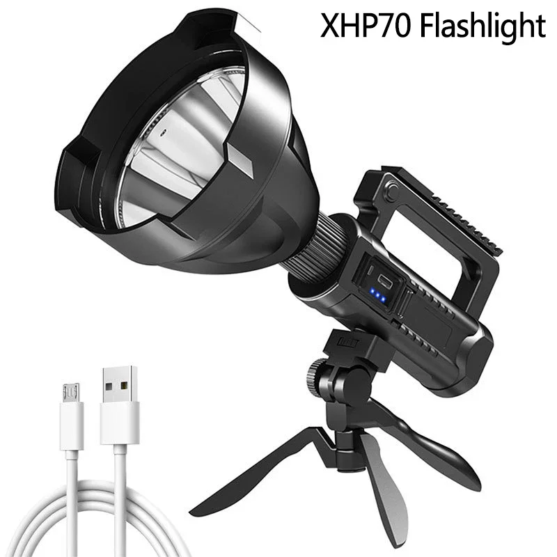 

Portable High Powerful LED Flashlight Mountable Bracket Handheld Searchlight USB Rechargeable Spotlight Waterproof Torch Lights