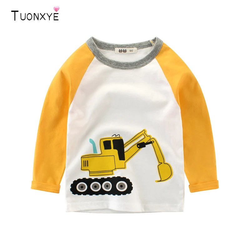 

TUONXYE Spring Autumn Boys Clothes Full Sleeve Shirt O-Neck Cotton Excavator T Shirts Children's Clothing Tops for 2-9 years