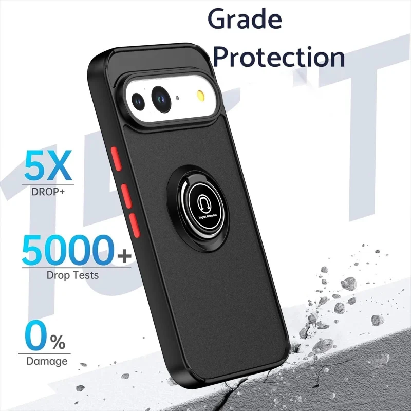 Luxury Matte Phone Case With Rotating Ring Holder For Google Pixel_voghion.com