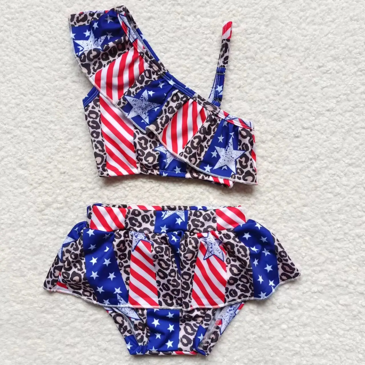 

L​atest Design RTS 4th Of July Toddler Stars Stripes Swimwear Baby Girls Bikini Sets Kids Summer 2PCS Swimsuits