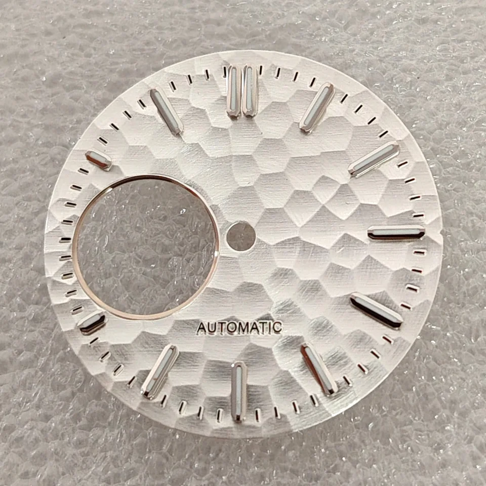 Hammered Texture 28.5mm Watch Dial with Green Luminous Accents