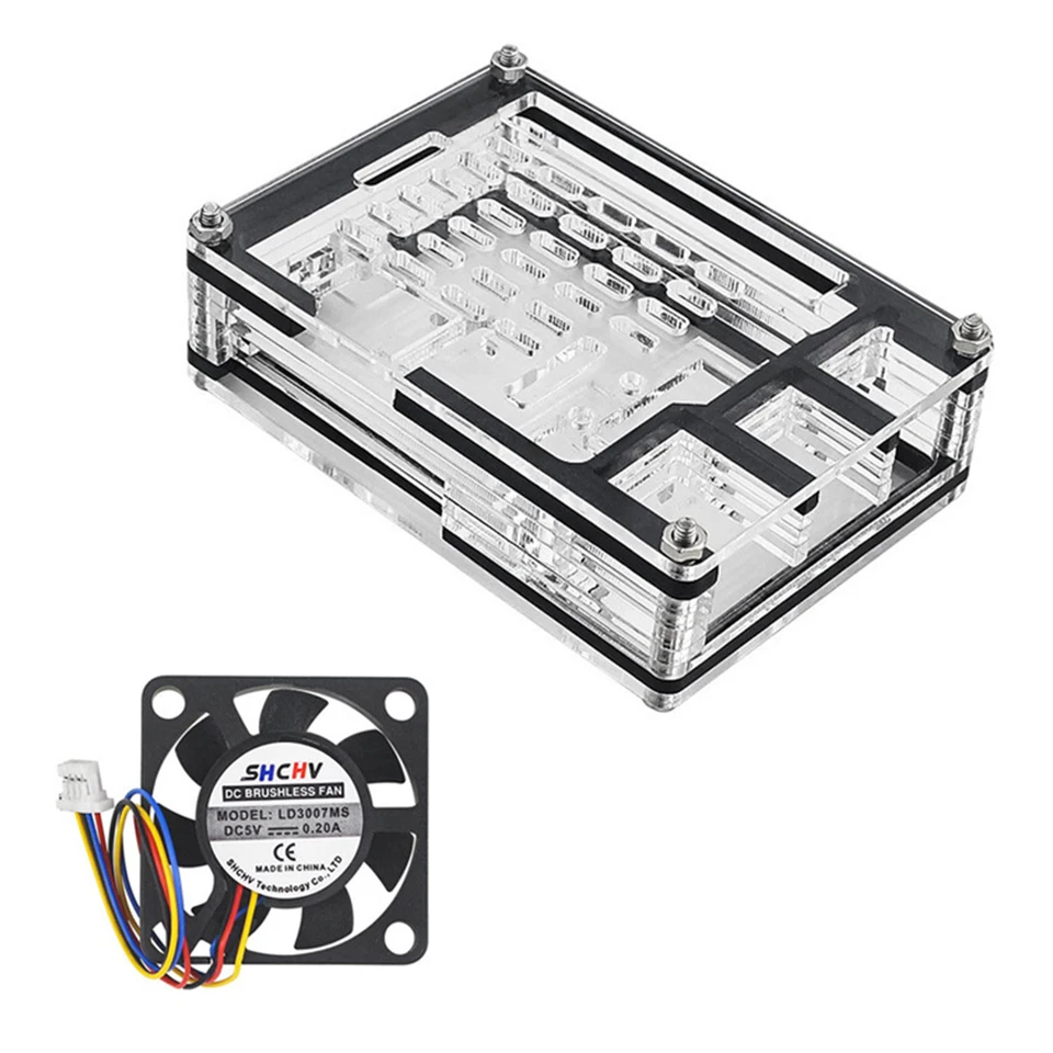 Transparent Acrylic Case for Raspberry Pi 5 with Active Cooler Support