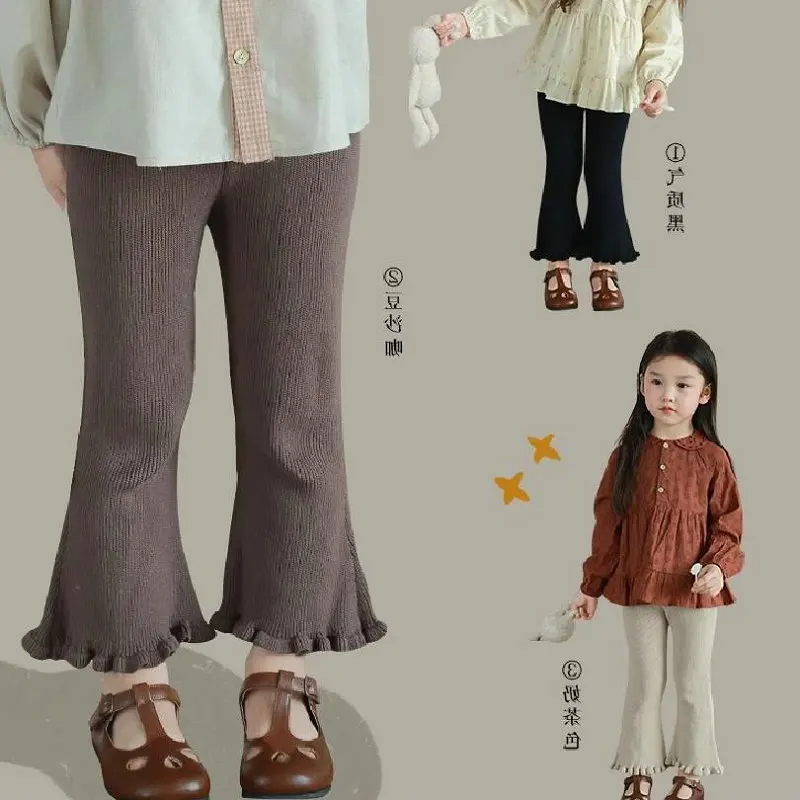 

2023 Autumn Girls Fashion Flare Pant Baby Kids Children Casual Trousers Three Colors