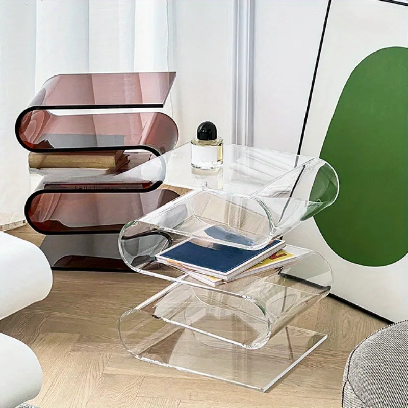 

Современная Минималистичная акриловая книжная полка S-образной формы, прозрачная, компактная Стойка для хранения книг и журналов