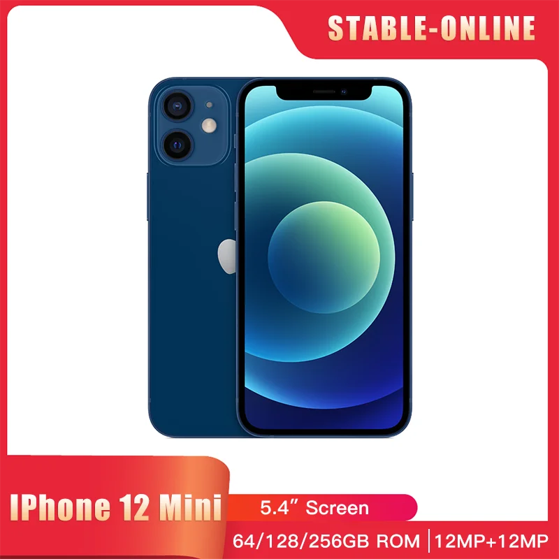

Original unlocked iPhone 12 mini 4GB&64/128/256GB IOS A14 Bionic Hexa Core 5.4'' Dual 12MP iphone 12mini Cellphone 5G
