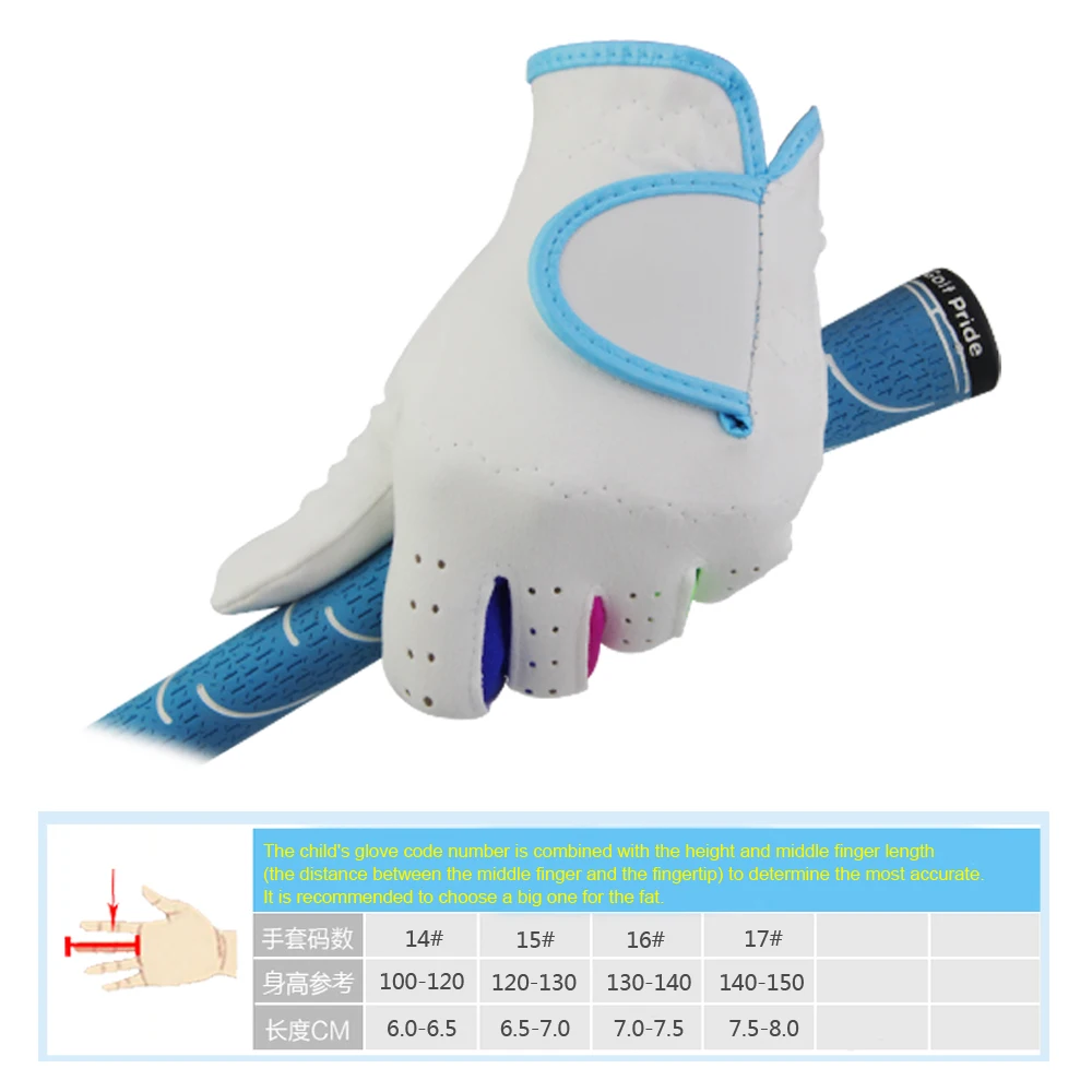 BraceTop 1 Pair Golf Gloves Kids Microfiber Cloth Breathable Anti-Slipping Sports Golf Game Practice Gloves for Childrens Gift