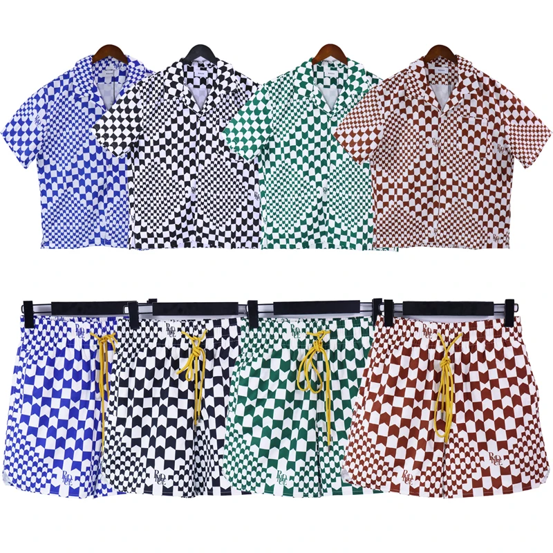 

Men's RHUDE Shirts American Casual Oversized Women's Short Sleeve Shirts