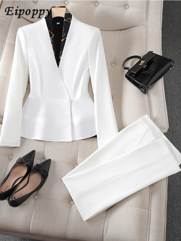 blazer-et-pantalon-slim-a-col-en-v-pour-femmes-tenue-de-travail-formelle-ensemble-2-pieces-bleu-et-blanc